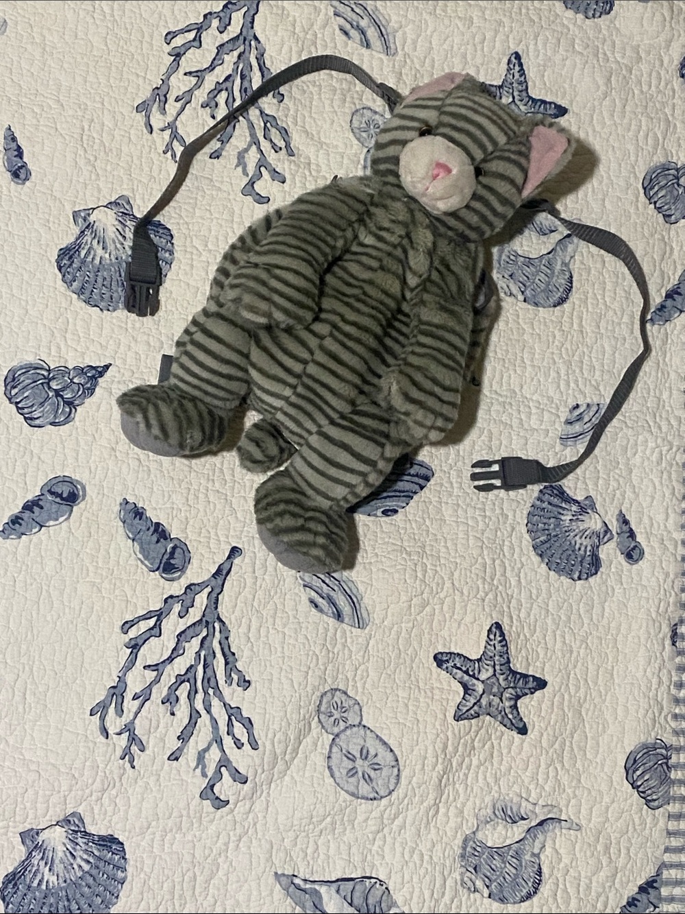 Chonky Gray Tabby Cat Plush Backpack. One size. (Unisex)